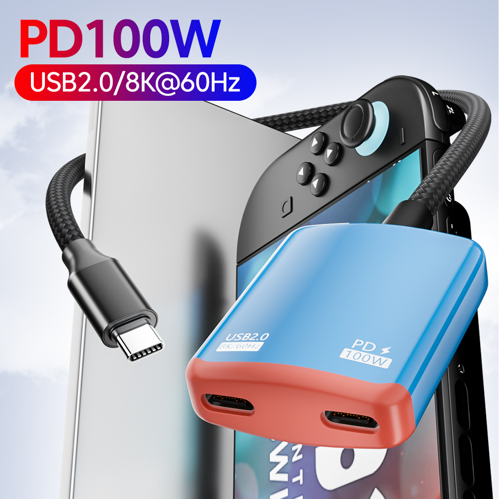 Usb Hub Gaming - 2-in-1 Type C Adapter USBC PD100W