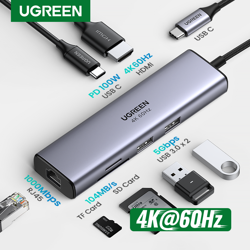 UGREEN USB C HUB 4K60Hz 7-in-1 - مراجعة Usb Hub Gaming وسعره