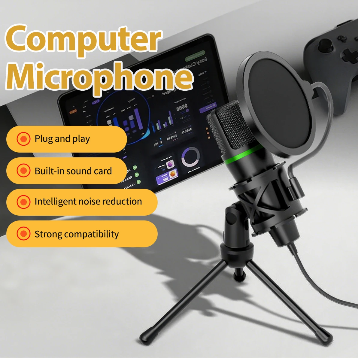Condenser Microphone USB Wired - مراجعة Pc Gaming Video وسعره