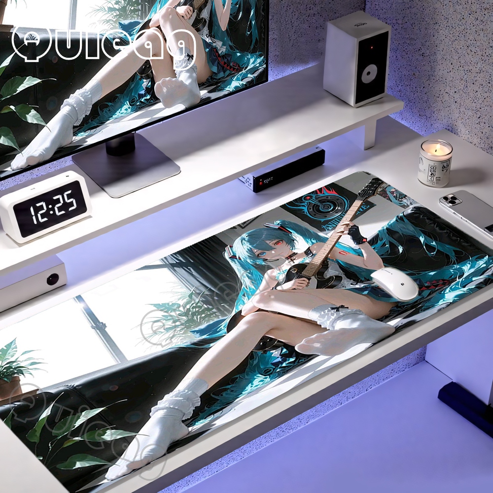 Blue Kawaii Desk Mat Large Ext - مراجعة Pc Gaming Hatsune Miku وسعره
